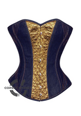 Blue Denim Olive Green Satin Gothic Steampunk Waist Training Bustier Overbust Plus Size Corset Costume