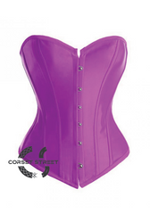 Purple Satin Gothic Burlesque Bustier Waist Training Costume Overbust Corset Top