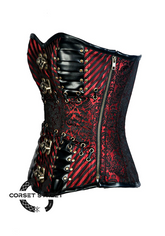 Red and Black Satin Gothic Steampunk Costume Overbust Plus Size Bustier Top