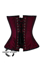 Red and Black Satin Gothic Steampunk Costume Overbust Plus Size Bustier Top