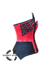 Red and Black Satin Gothic Steampunk Costume Overbust Plus Size Bustier Top