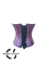 Wine Corset Crocodile Skin Texture Faux Leather Overbust Plus Size Bustier Top