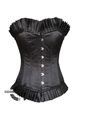Black Satin with Trim Waist Training Overbust Plus Size Corset Top