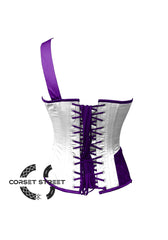 Purple and White Satin Gothic Steampunk Costume Overbust Plus Size Bustier Top