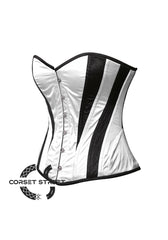 Black and White Satin Burlesque Costume Overbust Plus Size Corset Top