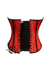 Red And Black Satin Halter Neck Burlesque Gothic Costume Overbust Bustier Top