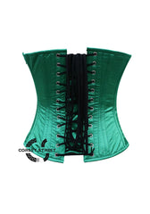 Green Satin Gold Sequins Burlesque Gothic Costume Overbust Bustier Top