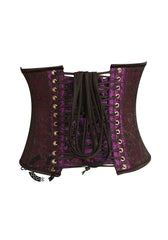 Purple And Black Brocade Gothic Underbust Waist Trainer Plus Size Corset Bustier Top