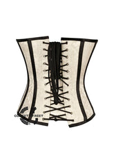 Ivory Brocade With Black Stripes Burlesque Gothic Overbust Plus Size Corset Bustier Top