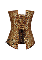 Brown And Golden Brocade Longline Front Clasp Burlesque Gothic Overbust Corset Plus Size