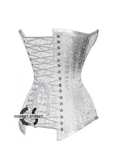 White Brocade Gothic Burlesque Waist Training Overbust Corset Plus Size Bustier Top