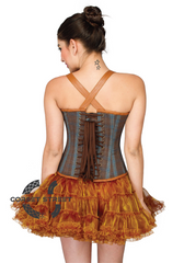 Cotton & Leather Straps Waist Cincher Overbust Top & Tissue Tutu Skirt Corset Dress