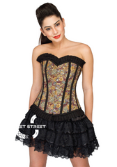 Cotton Lily Printed Overbust Top & Satin Net Tutu Skirt Plus Size Corset Dress