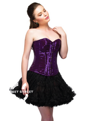 Purple Georgette Sequins Overbust Top Black Poly Tissue Tutu Skirt Women Corset Dress