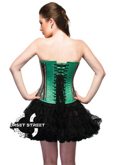 Green Satin Sequins Handmade Overbust Top & Black Tissue Tutu Skirt Women Plus Size Corset Dress