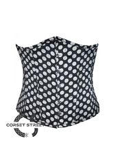 Black & White Polka Dots Satin Waist Cincher Bustier Women Underbust Plus Size Corset Costume