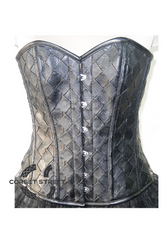 Sexy Women Black Faux Leather Gothic Steampunk Waist Cincher Bustier Overbust Plus Size Corset Top