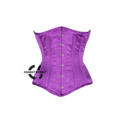 Purple Satin Gothic Burlesque Bustier Waist Training Underbust Corset Costume