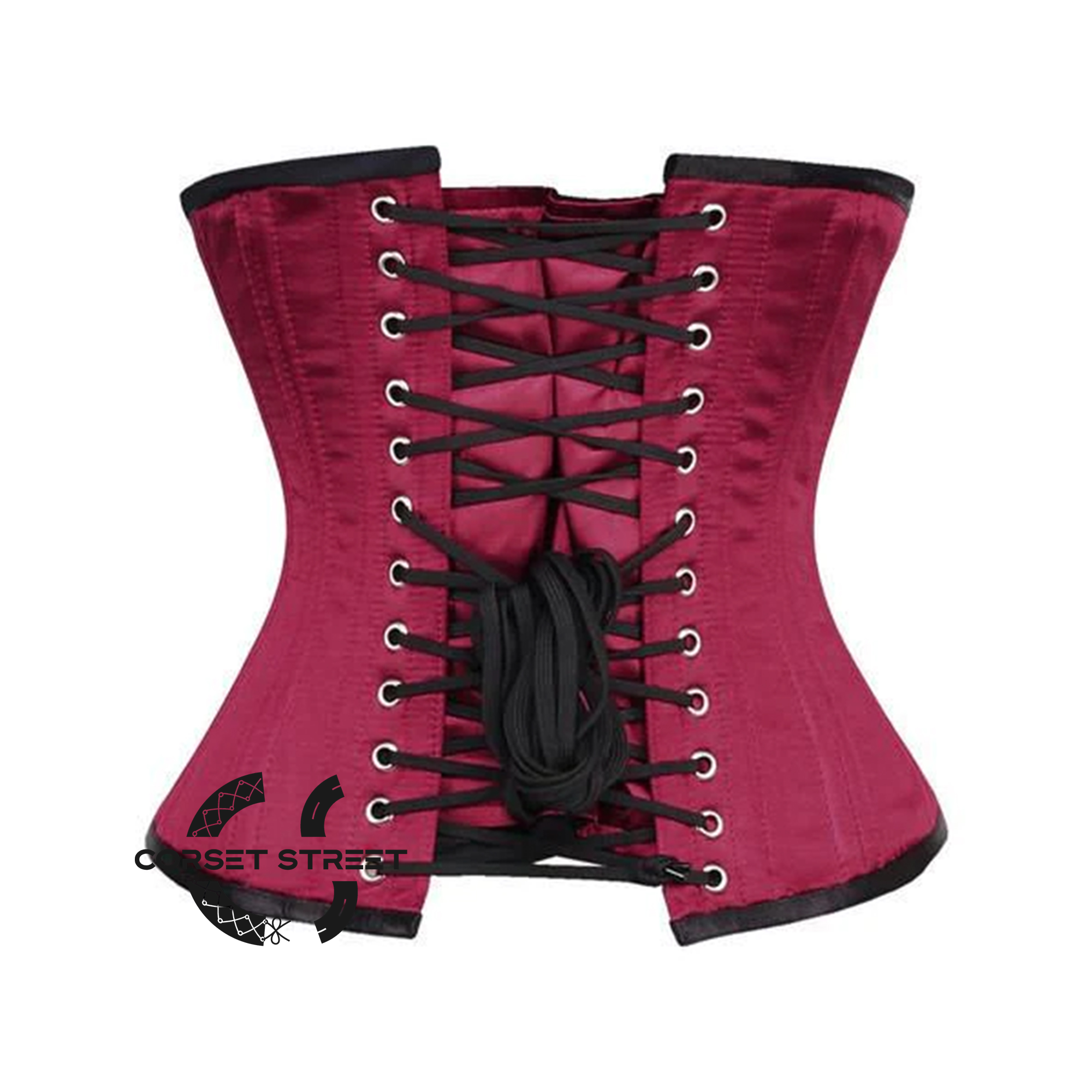 Maroon Satin Double Bone Front Clasps Gothic Waist Training Underbust Corset Bustier Top