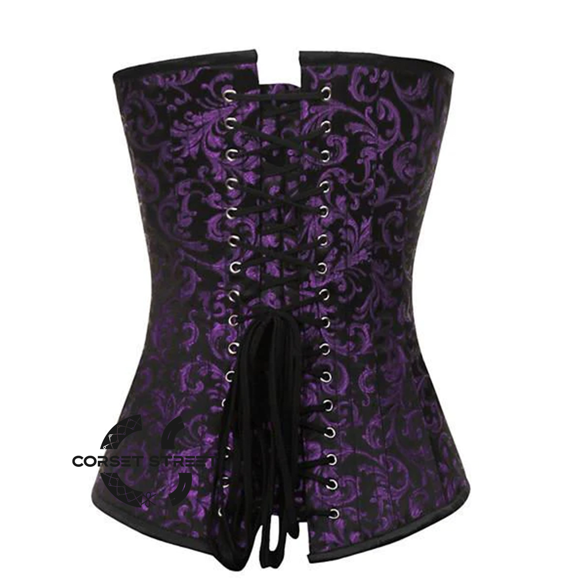 Purple And Black Brocade Costume Gothic Corset Overbust Top
