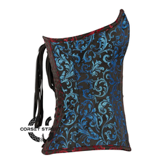 Red Blue And Black Brocade Gothic Overbust Corset