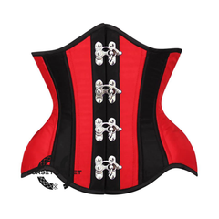 Red And Black Satin Burlesque Waist Training Underbust Corset