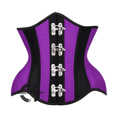 Purple And Black Satin Burlesque Waist Training Underbust Corset