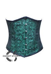 Green Black Brocade Cotton Halloween Underbust Gothic Corset