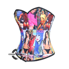 Printed Corset Sexy Overbust Costume Waist Training Bustier Top