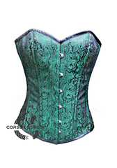Green Brocade corset Costume For Halloween Plus Size Overbust Top