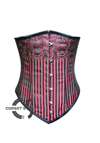 Pink and Black Long Underbust Plus Size corset Costume For Halloween