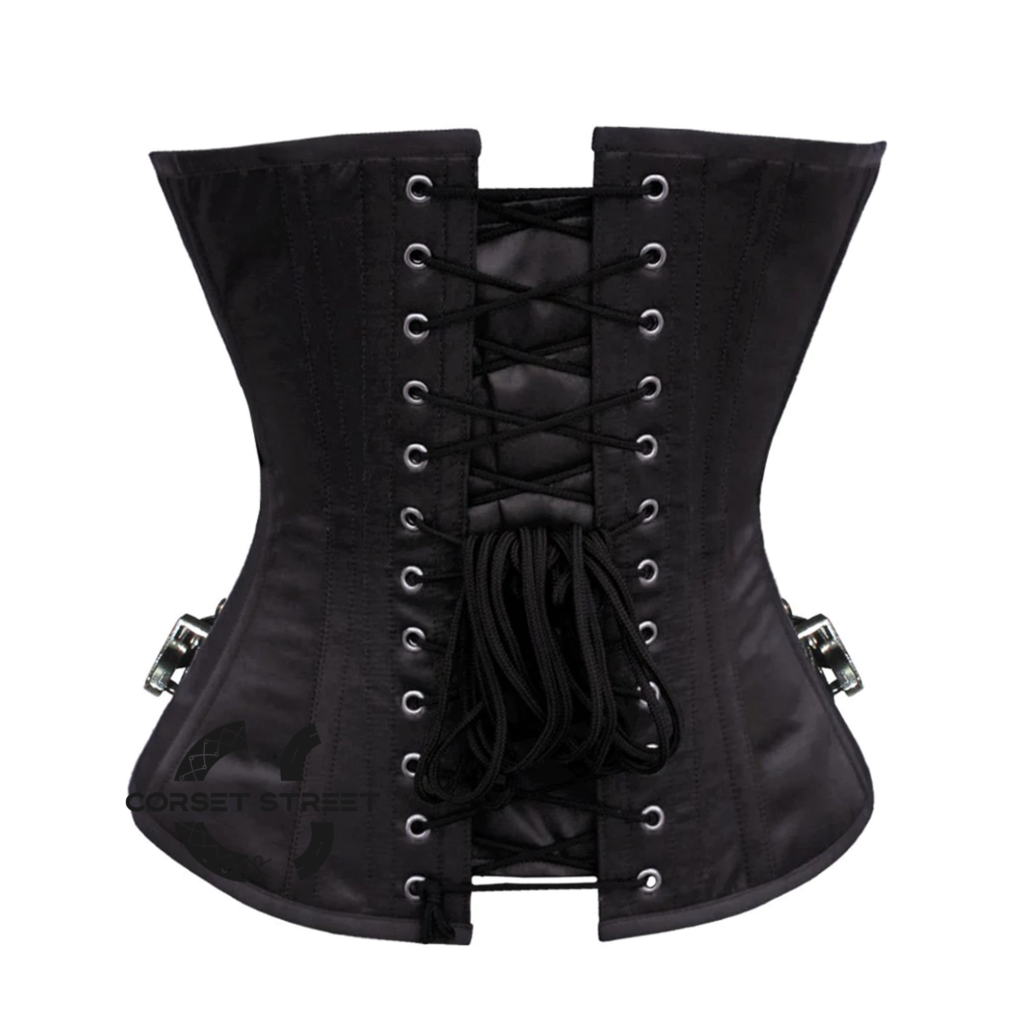 Plus Size Black Satin Steampunk Overbust Gothic Waist Training Corset