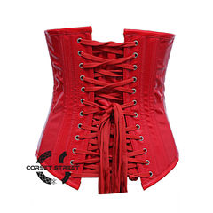 Red PVC Leather Front Busk Underbust Steampunk Corset