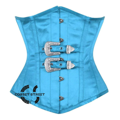 Blue Steampunk Gothic Long Underbust Waist Training Corset