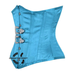 Blue Steampunk Gothic Long Underbust Waist Training Corset