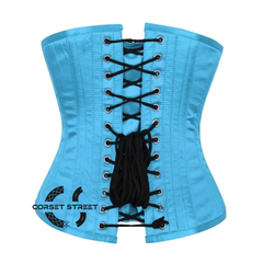 Blue Steampunk Gothic Long Underbust Waist Training Corset