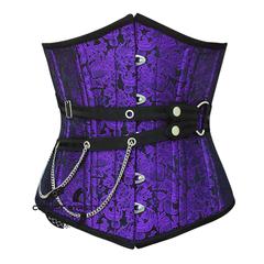 Purple and Black Brocade Gothic Underbust Waist Training Corset