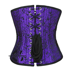 Purple and Black Brocade Gothic Underbust Waist Training Corset