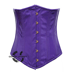 Purple PVC Leather With Front Antique Busk Gothic Long Underbust Waist Training Corset