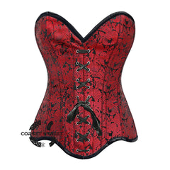 Red Brocade Curvy Design Steampunk Gothic Overbust Corset