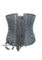 Black Brocade Gothic Steampunk Bustier Waist Training Burlesque Underbust Corset Costume