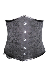 Black Brocade Gothic Steampunk Bustier Waist Training Burlesque Underbust Plus Size Corset Costume