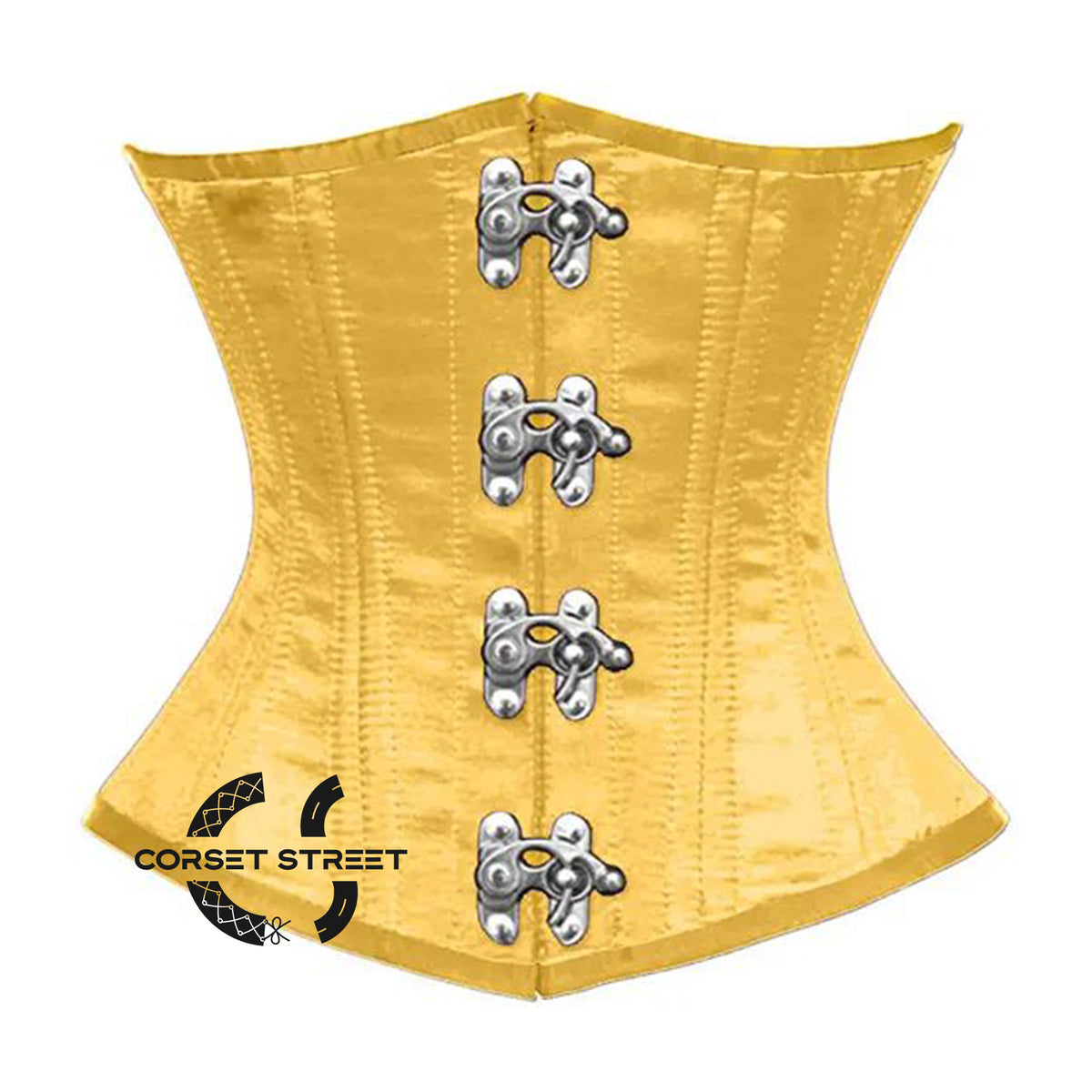 Yellow Satin Double Boned Underbust Gothic Corset