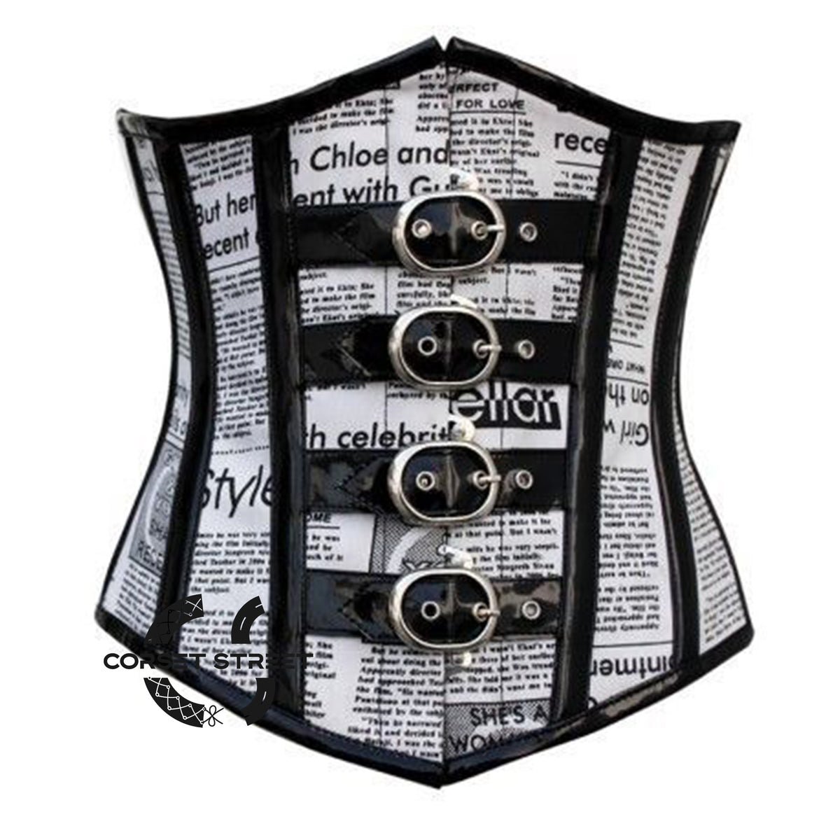 Newspaper Print Retro Theme Underbust Steampunk Corset