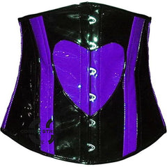 Black And Purple PVC Leather Steampunk Underbust Corset