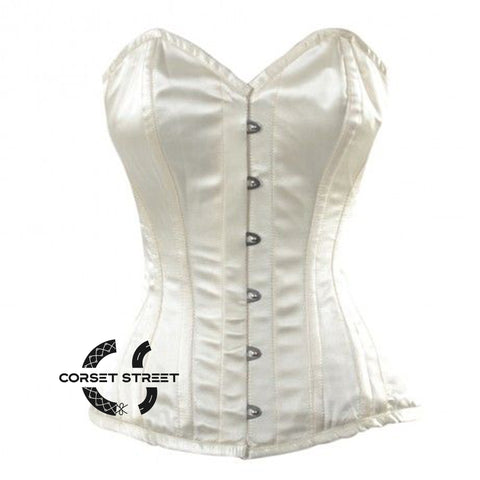 Ivory Satin Gothic Overbust Bustier Corset