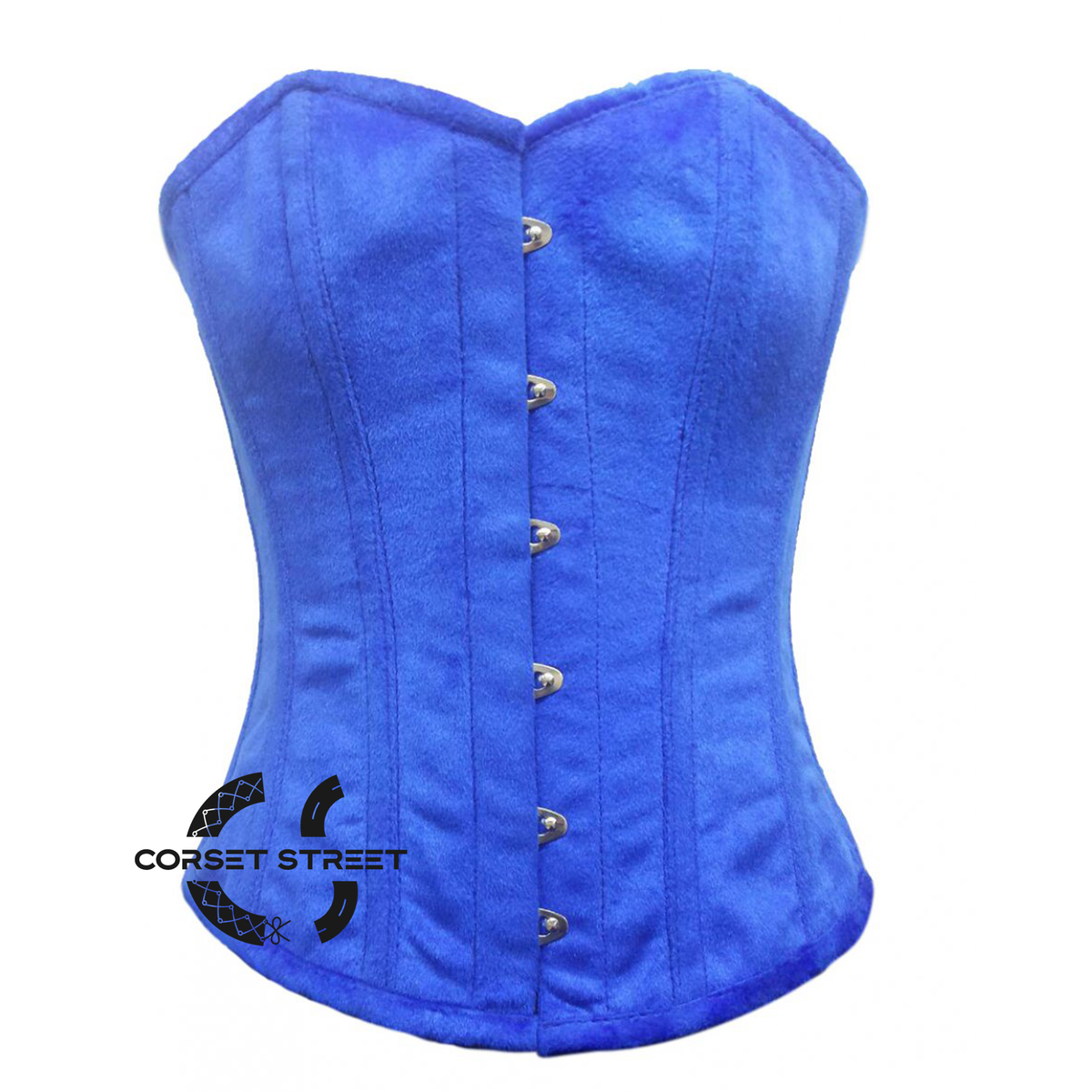 Blue Velvet Front Open Busk Waist Cincher Women Clothing Overbust Corset Top