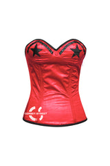 Red Satin With Black Star Overbust Gothic Costume Bustier Corset