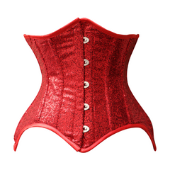 Red Burlesque Sequins Underbust Gothic Corset Bustier Waist Training Top