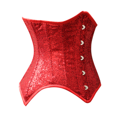 Red Burlesque Sequins Underbust Gothic Corset Bustier Waist Training Top